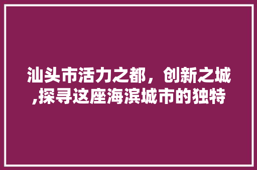 汕头市活力之都，创新之城,探寻这座海滨城市的独特魅力