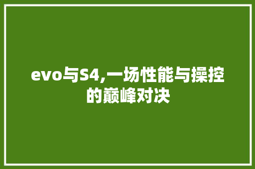 evo与S4,一场性能与操控的巅峰对决