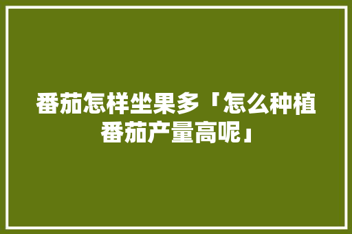 番茄怎样坐果多「怎么种植番茄产量高呢」 番茄怎样坐果多「怎么种植番茄产量高呢」 花朵知识