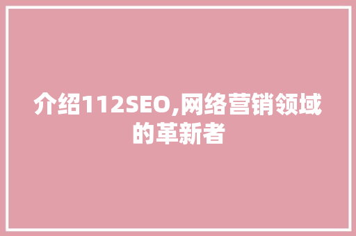介绍112SEO,网络营销领域的革新者