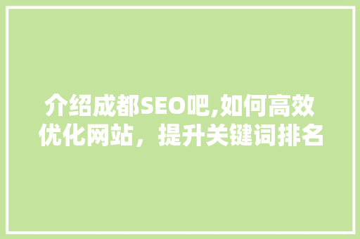 介绍成都SEO吧,如何高效优化网站，提升关键词排名