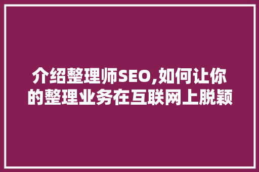 介绍整理师SEO,如何让你的整理业务在互联网上脱颖而出