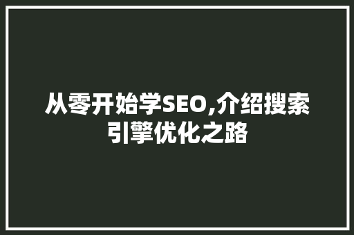 从零开始学SEO,介绍搜索引擎优化之路