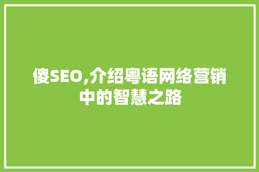 傻SEO,介绍粤语网络营销中的智慧之路