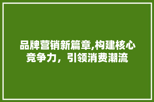 品牌营销新篇章,构建核心竞争力，引领消费潮流