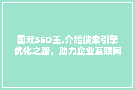 国双SEO王,介绍搜索引擎优化之路，助力企业互联网营销 土壤施肥