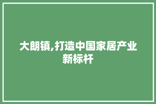 大朗镇,打造中国家居产业新标杆