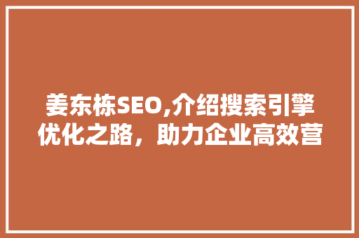 姜东栋SEO,介绍搜索引擎优化之路，助力企业高效营销