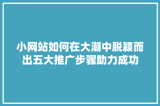 小网站如何在大潮中脱颖而出五大推广步骤助力成功 花朵知识