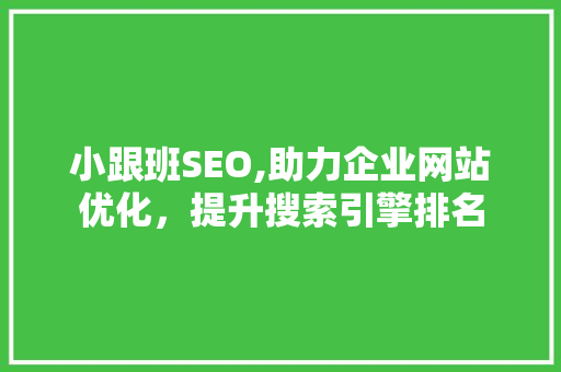 小跟班SEO,助力企业网站优化，提升搜索引擎排名 番茄种植技巧