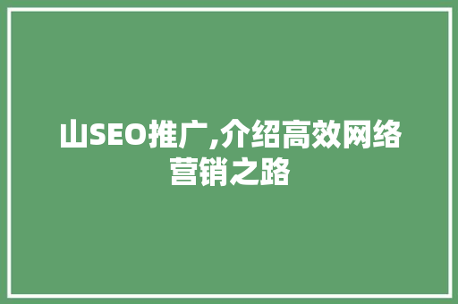 山SEO推广,介绍高效网络营销之路 种植技巧