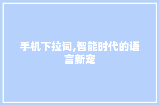 手机下拉词,智能时代的语言新宠