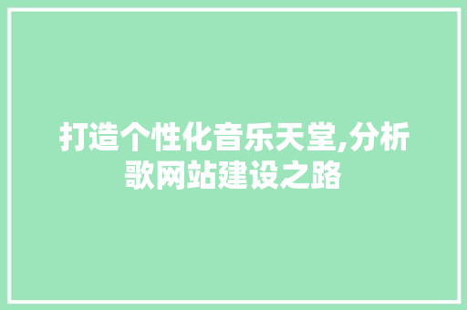 打造个性化音乐天堂,分析歌网站建设之路