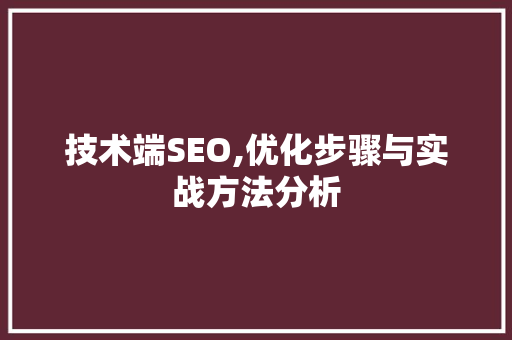 技术端SEO,优化步骤与实战方法分析