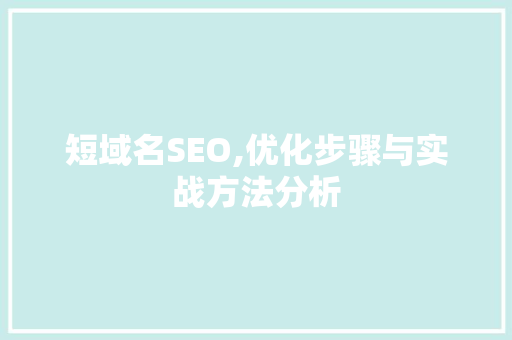 短域名SEO,优化步骤与实战方法分析