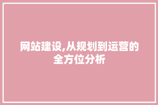 网站建设,从规划到运营的全方位分析
