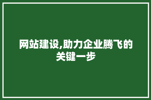 网站建设,助力企业腾飞的关键一步