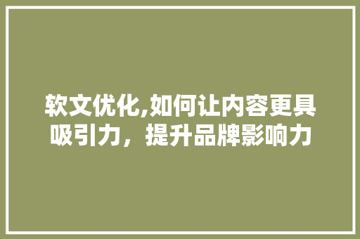 软文优化,如何让内容更具吸引力，提升品牌影响力