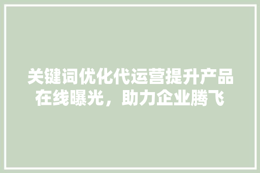关键词优化代运营提升产品在线曝光，助力企业腾飞 种植技巧