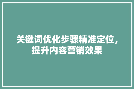 关键词优化步骤精准定位，提升内容营销效果