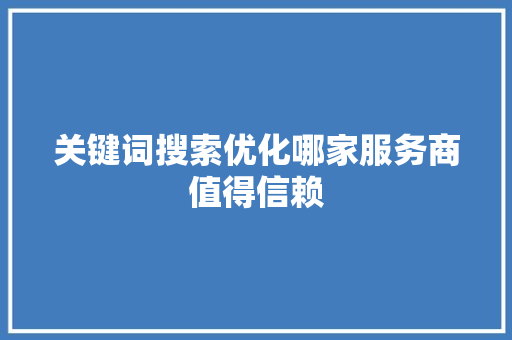 关键词搜索优化哪家服务商值得信赖
