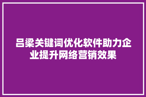 吕梁关键词优化软件助力企业提升网络营销效果