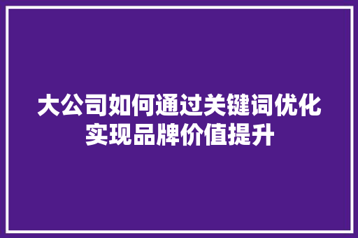 大公司如何通过关键词优化实现品牌价值提升