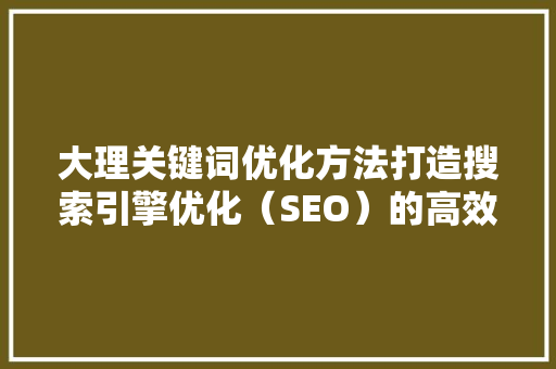 大理关键词优化方法打造搜索引擎优化（SEO）的高效步骤