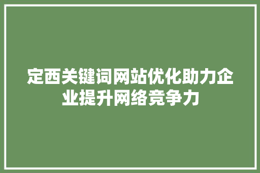 定西关键词网站优化助力企业提升网络竞争力