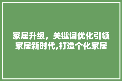 家居升级，关键词优化引领家居新时代,打造个化家居空间之路