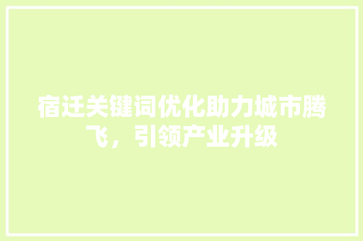 宿迁关键词优化助力城市腾飞，引领产业升级