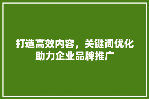打造高效内容，关键词优化助力企业品牌推广