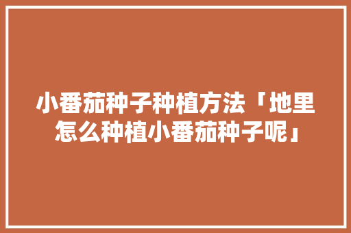 小番茄种子种植方法「地里怎么种植小番茄种子呢」 小番茄种子种植方法「地里怎么种植小番茄种子呢」 植物种类