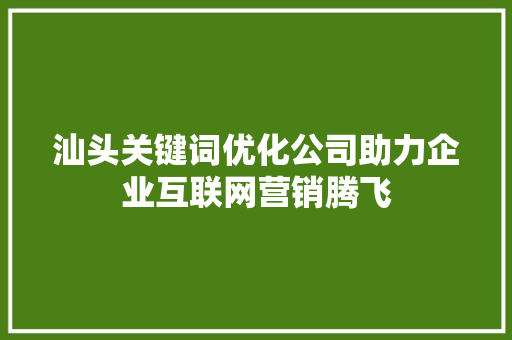 汕头关键词优化公司助力企业互联网营销腾飞