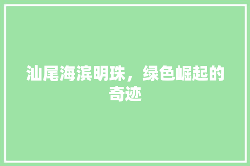 汕尾海滨明珠，绿色崛起的奇迹