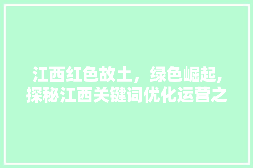 江西红色故土，绿色崛起,探秘江西关键词优化运营之路
