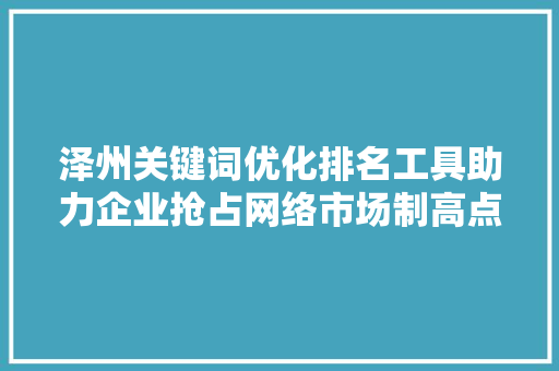 泽州关键词优化排名工具助力企业抢占网络市场制高点
