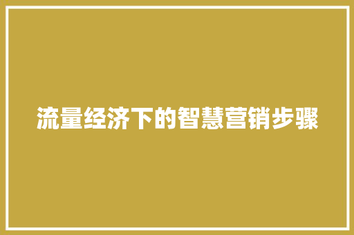 流量经济下的智慧营销步骤