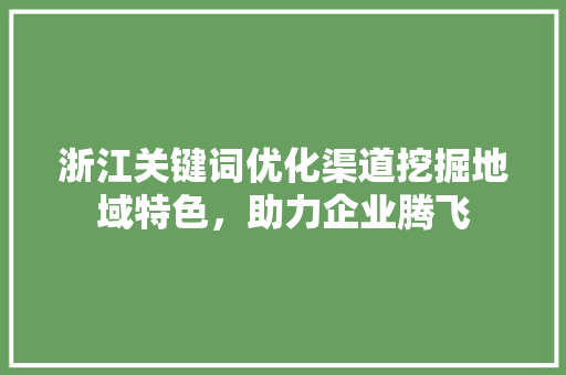 浙江关键词优化渠道挖掘地域特色，助力企业腾飞