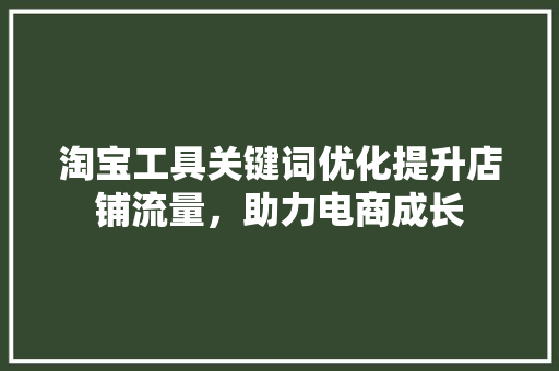 淘宝工具关键词优化提升店铺流量，助力电商成长 番茄种植技巧