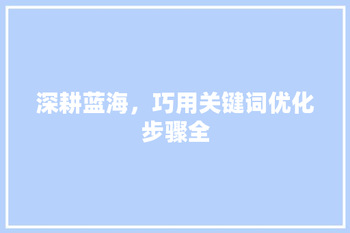 深耕蓝海，巧用关键词优化步骤全