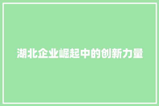 湖北企业崛起中的创新力量 农业常识