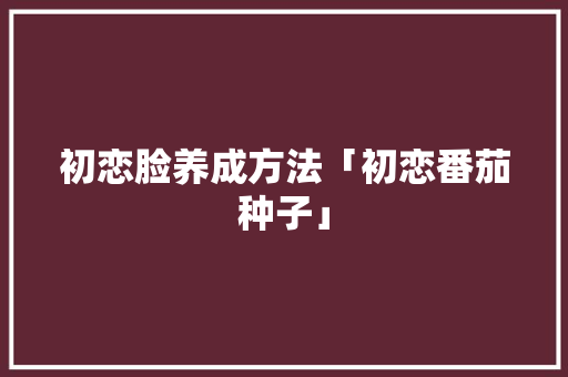 初恋脸养成方法「初恋番茄种子」