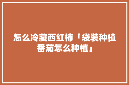 怎么冷藏西红柿「袋装种植番茄怎么种植」 怎么冷藏西红柿「袋装种植番茄怎么种植」 番茄病虫害防治