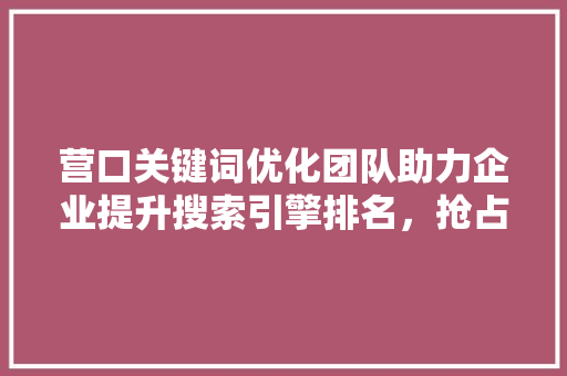 营口关键词优化团队助力企业提升搜索引擎排名，抢占市场先机