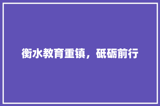 衡水教育重镇，砥砺前行