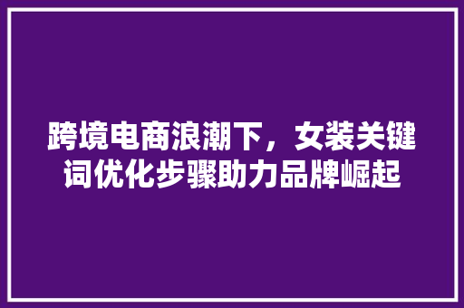 跨境电商浪潮下，女装关键词优化步骤助力品牌崛起 土壤施肥