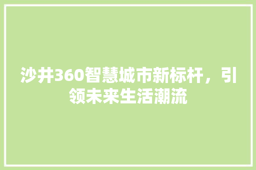 沙井360智慧城市新标杆，引领未来生活潮流
