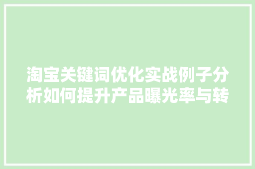 淘宝关键词优化实战例子分析如何提升产品曝光率与转化率