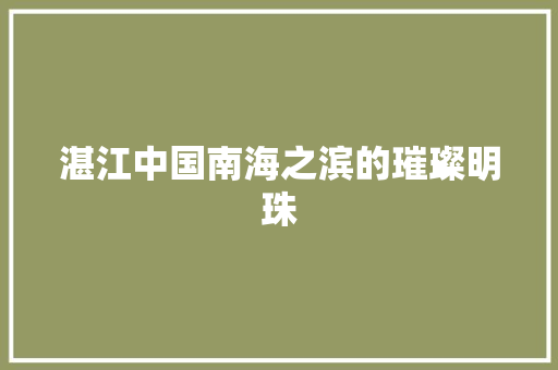 湛江中国南海之滨的璀璨明珠